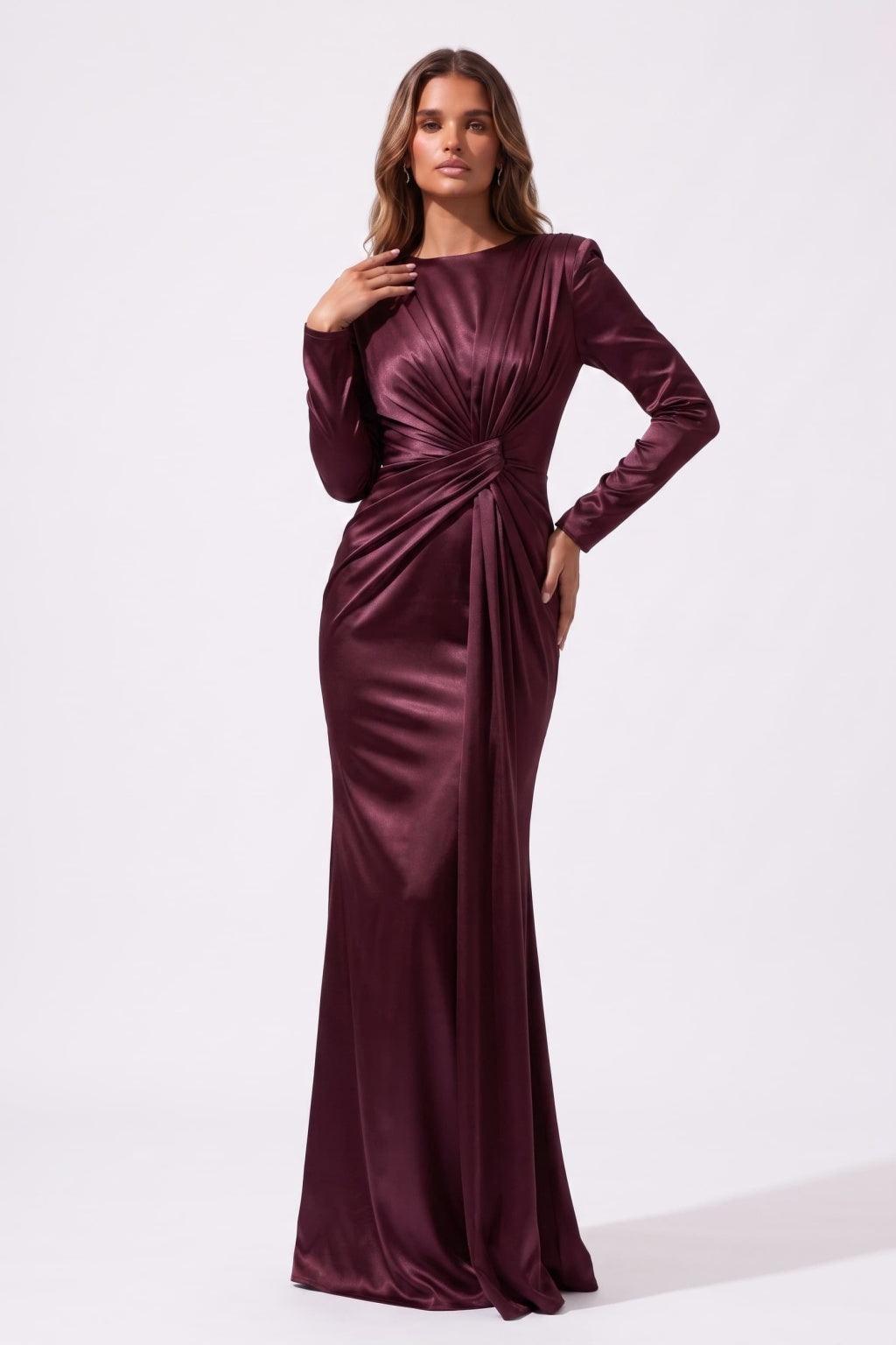 Trumpet-Mermaid Floor Length Stretch Satin Special Occasion Dress CS1078 - Wine - COCOMELODY
